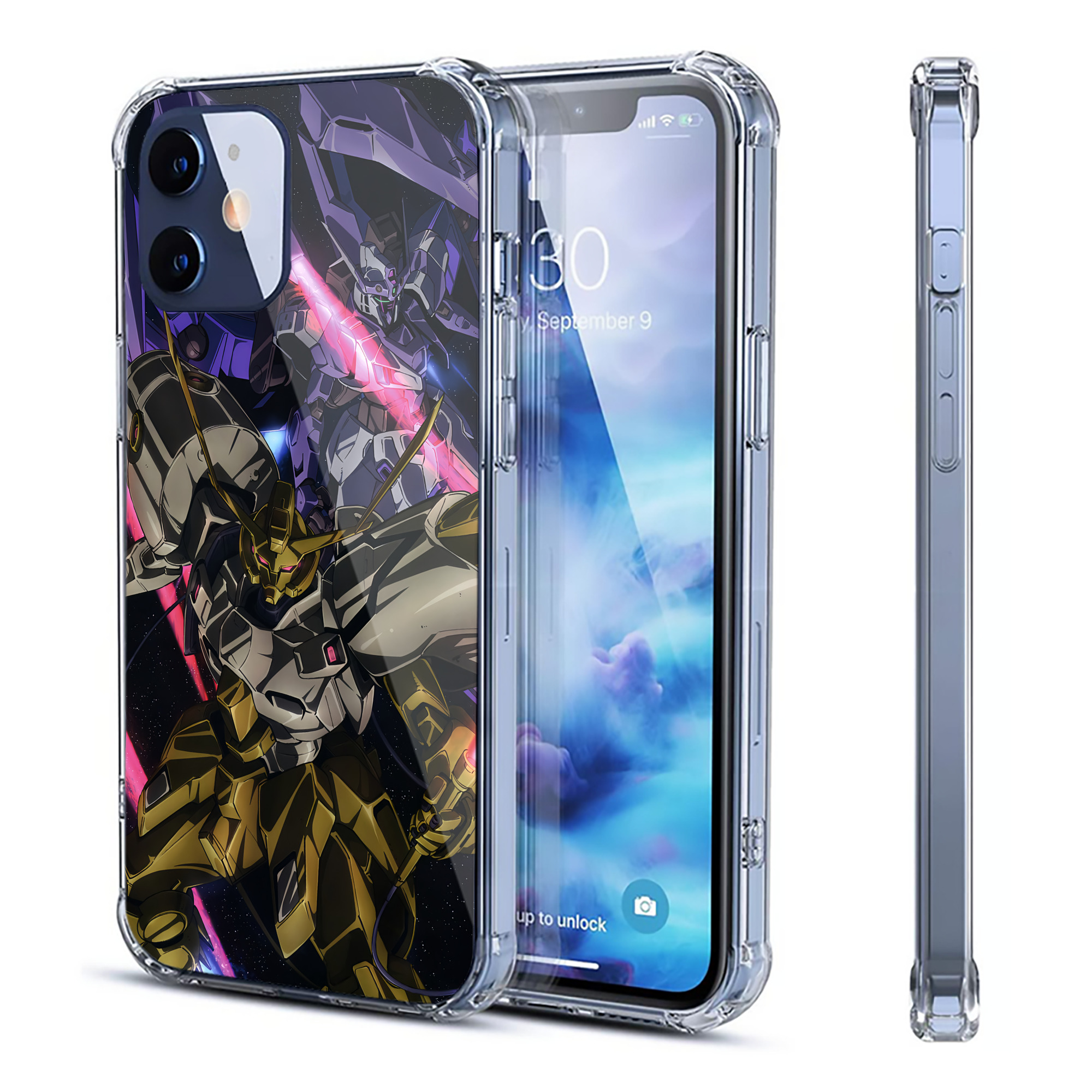 （画像用） 機動戦士ガンダム Mobile Suit Gundam 【iPhone 12シリーズ対応】透明スマホケース（クリアソフトケース）